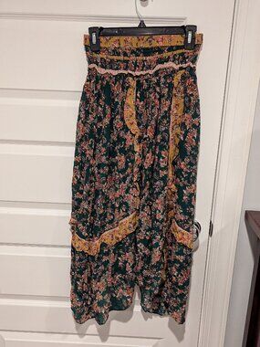 Letmebe floral & flowy skirt in green & gold - size 8